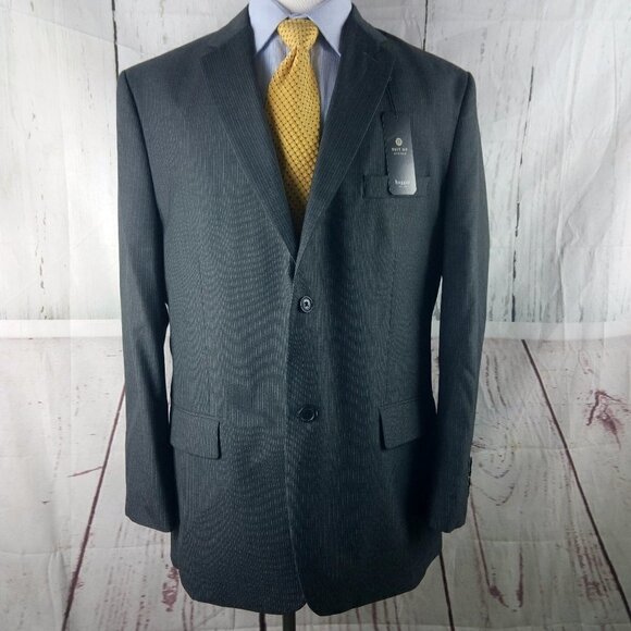 Haggar Custom Fit Suit Up System 46L Gray Pinstripe Suit Blazer Jacket - Picture 1 of 13